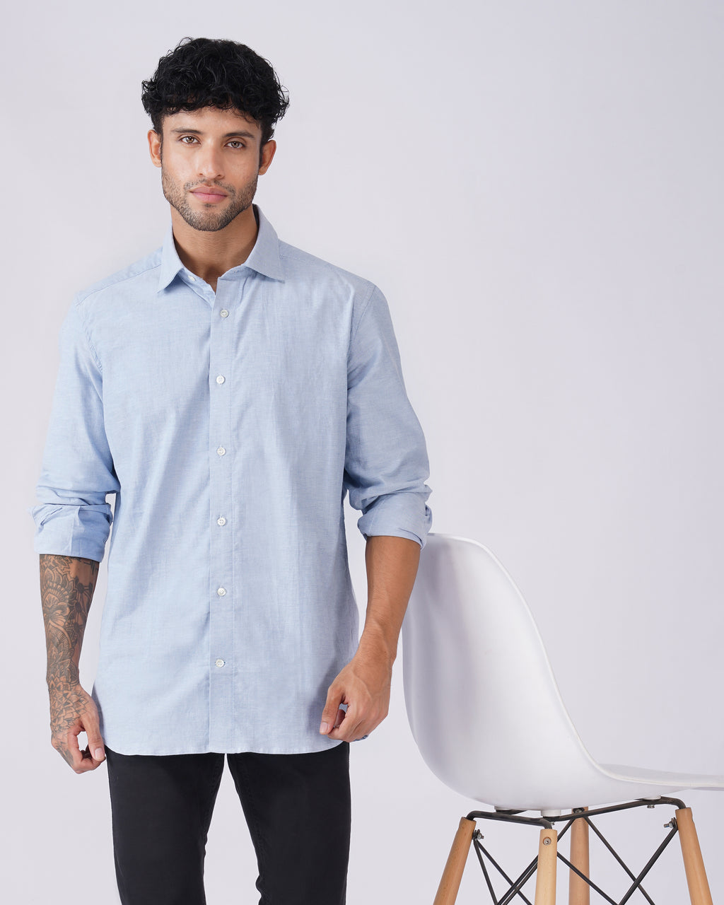 Blue Cotton Oxford Shirt
