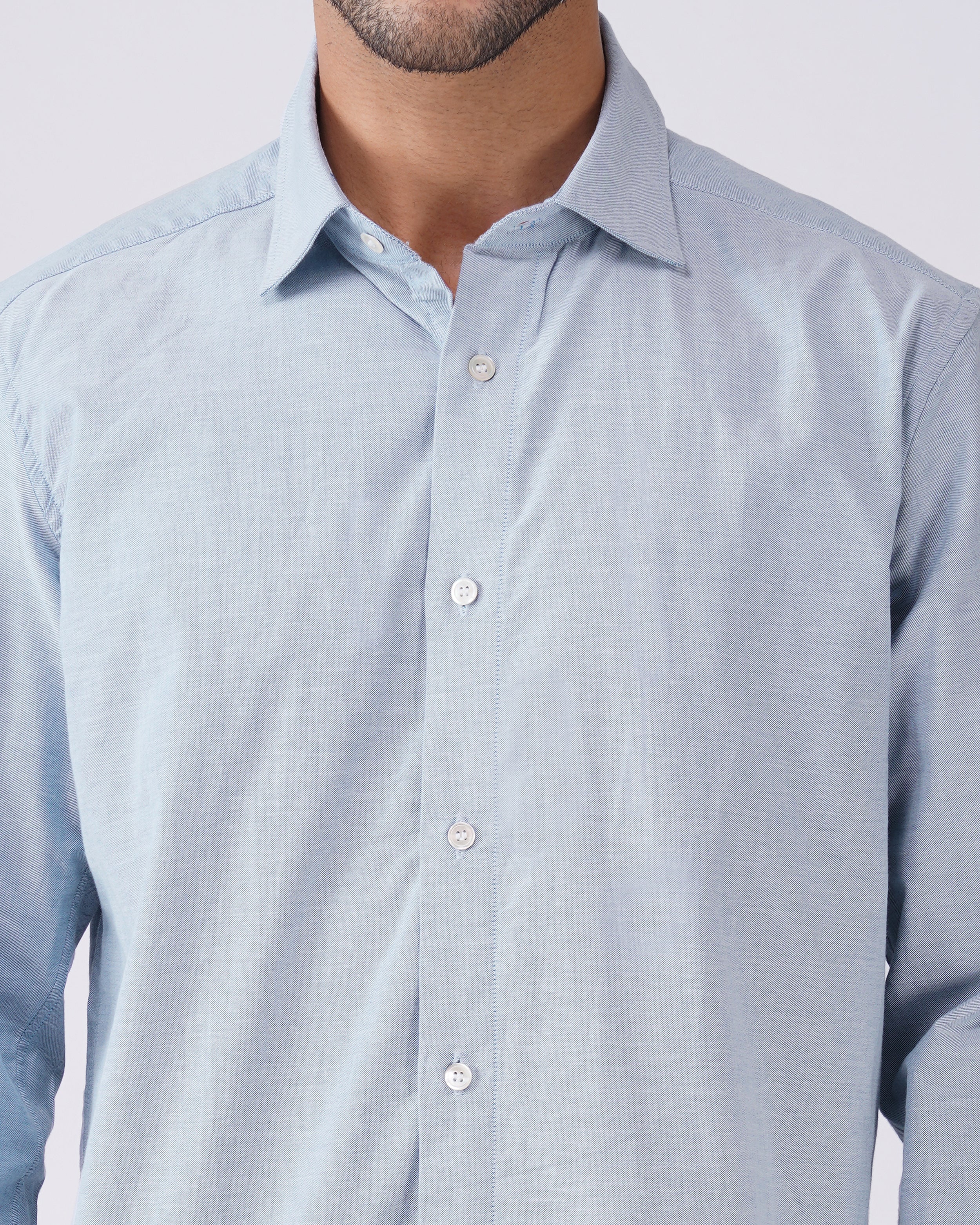 Blue Cotton Oxford Shirt