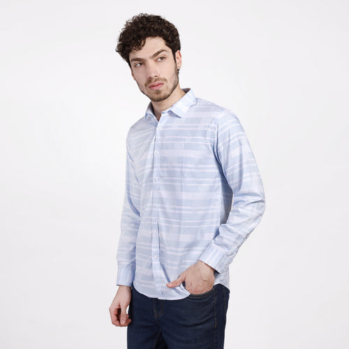 Blue Striped Cotton Slim-Fit Shirt