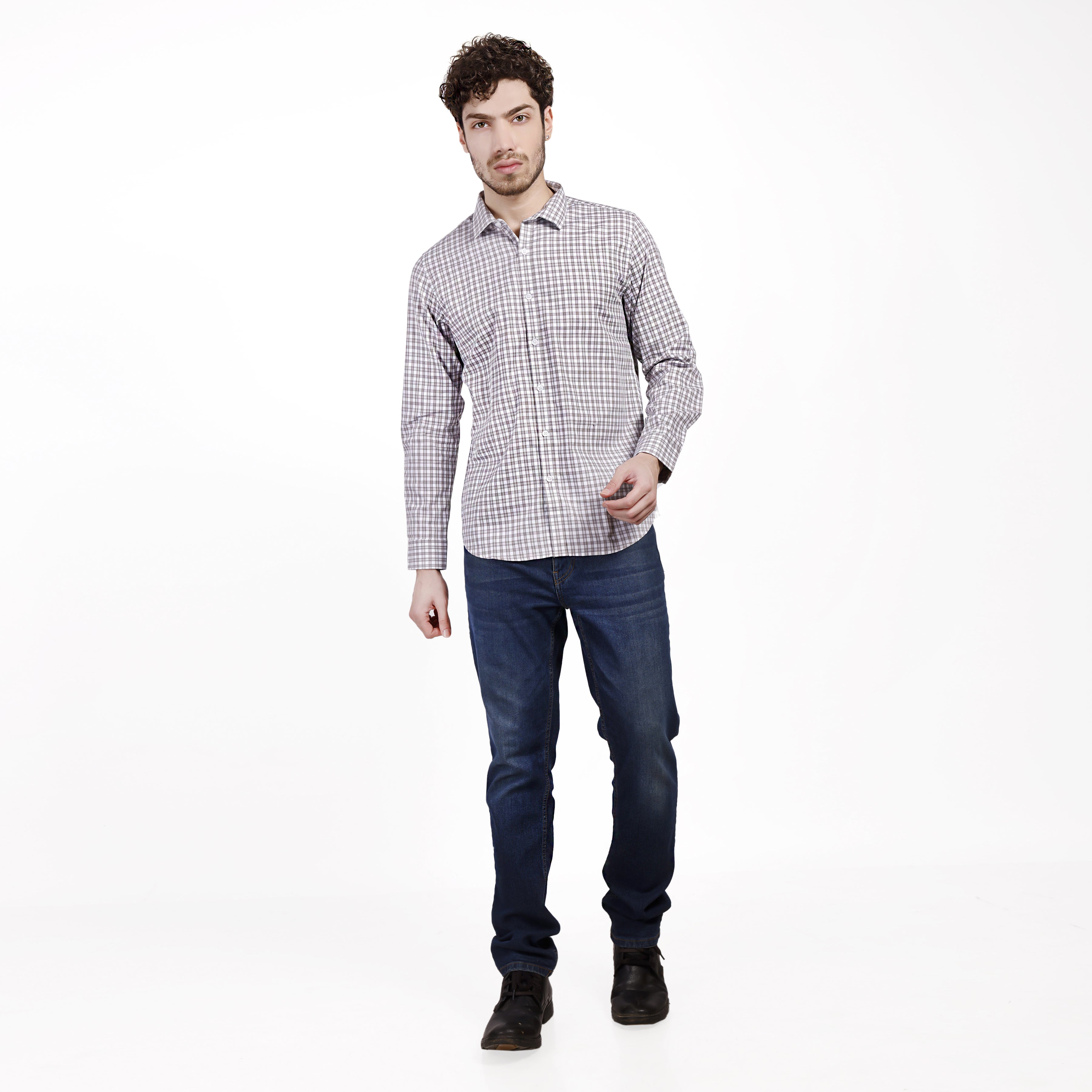 Grey Checks Cotton Shirt