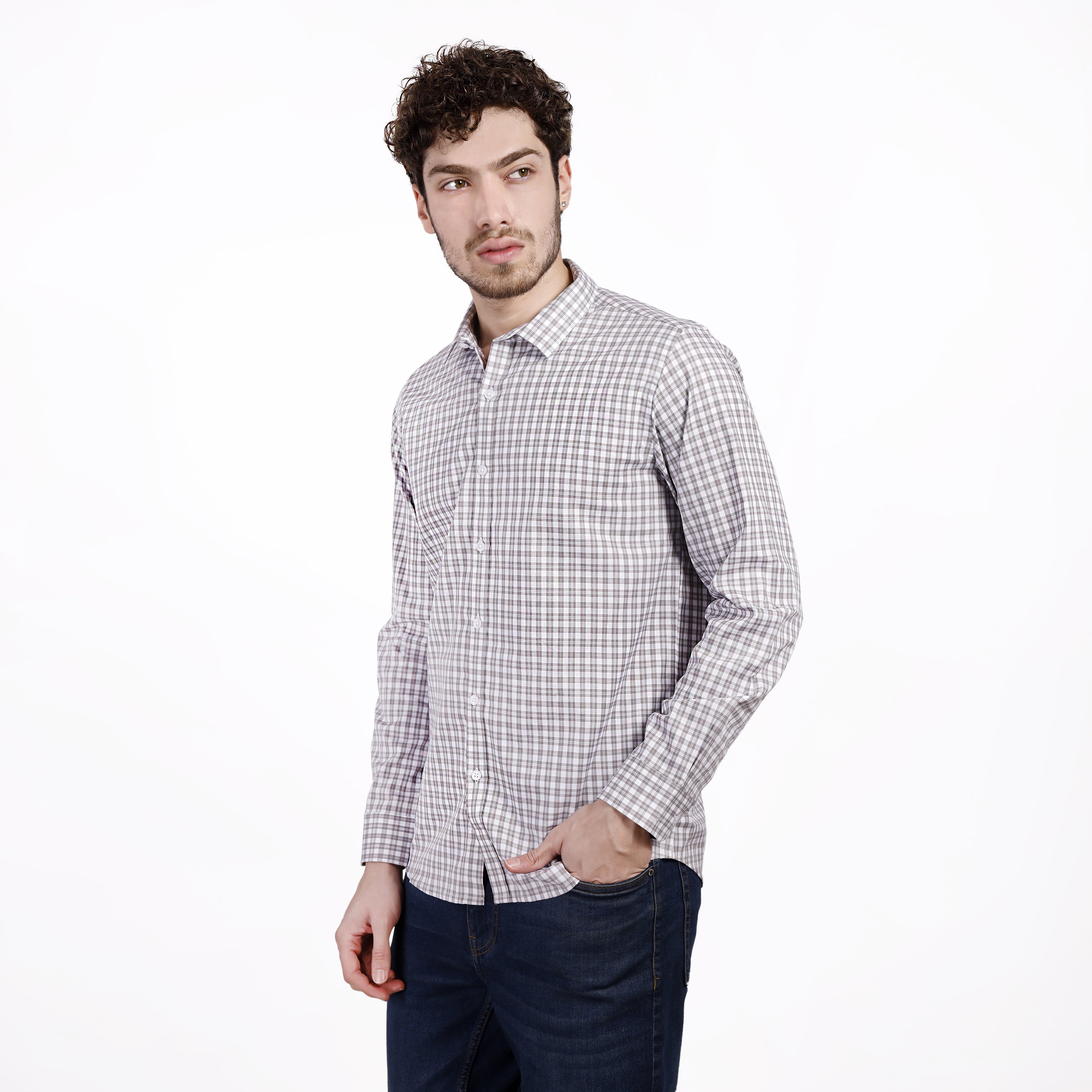 Grey Checks Cotton Shirt