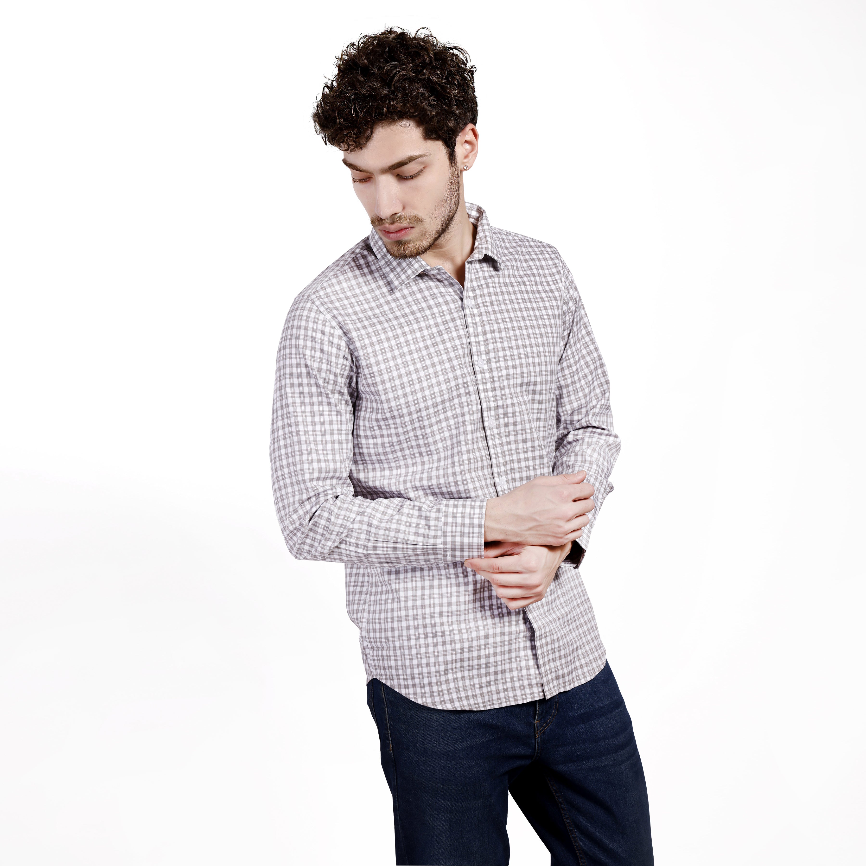 Grey Checks Cotton Shirt