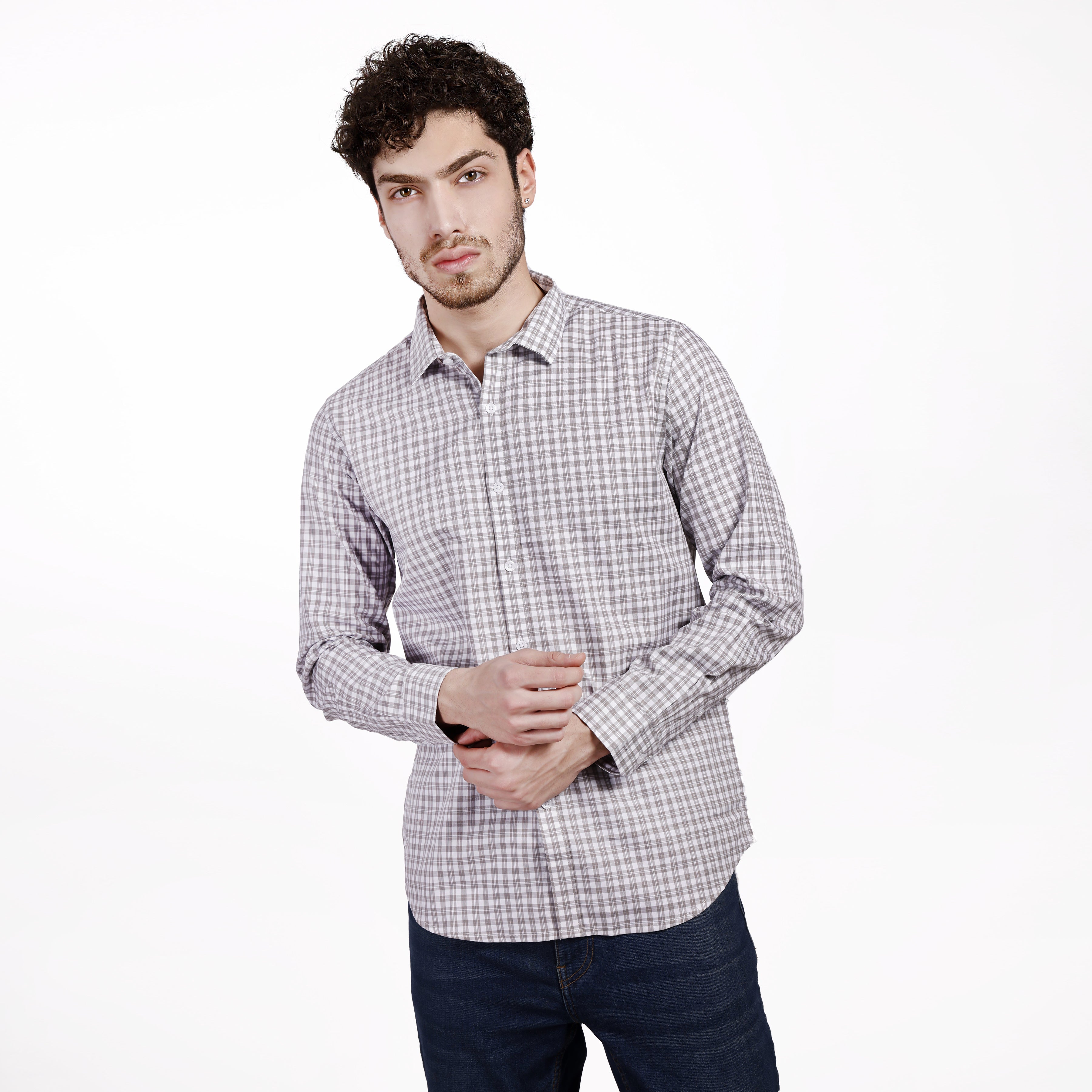 Grey Checks Cotton Shirt