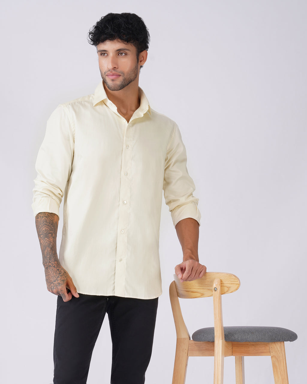 Pale Yellow Cotton Shirt