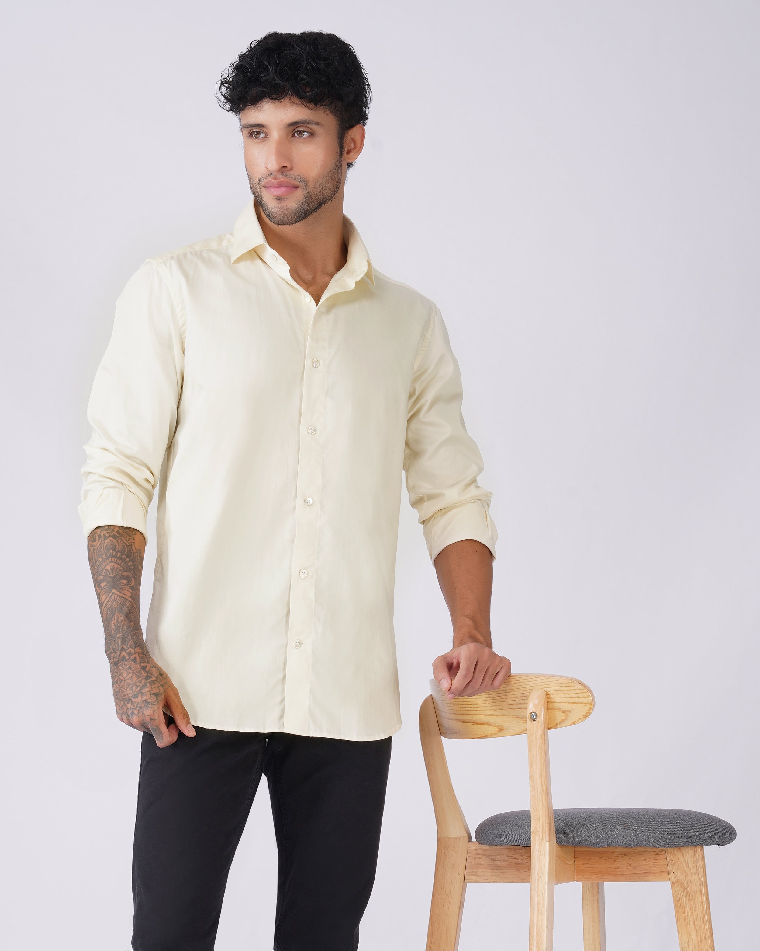 Pale Yellow Cotton Shirt