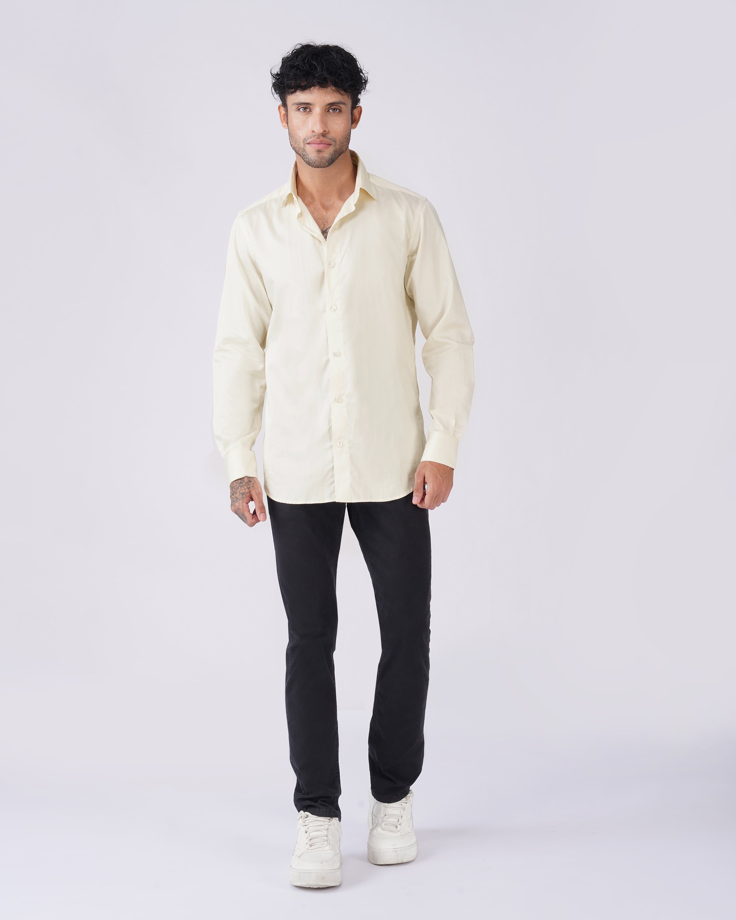 Pale Yellow Cotton Shirt