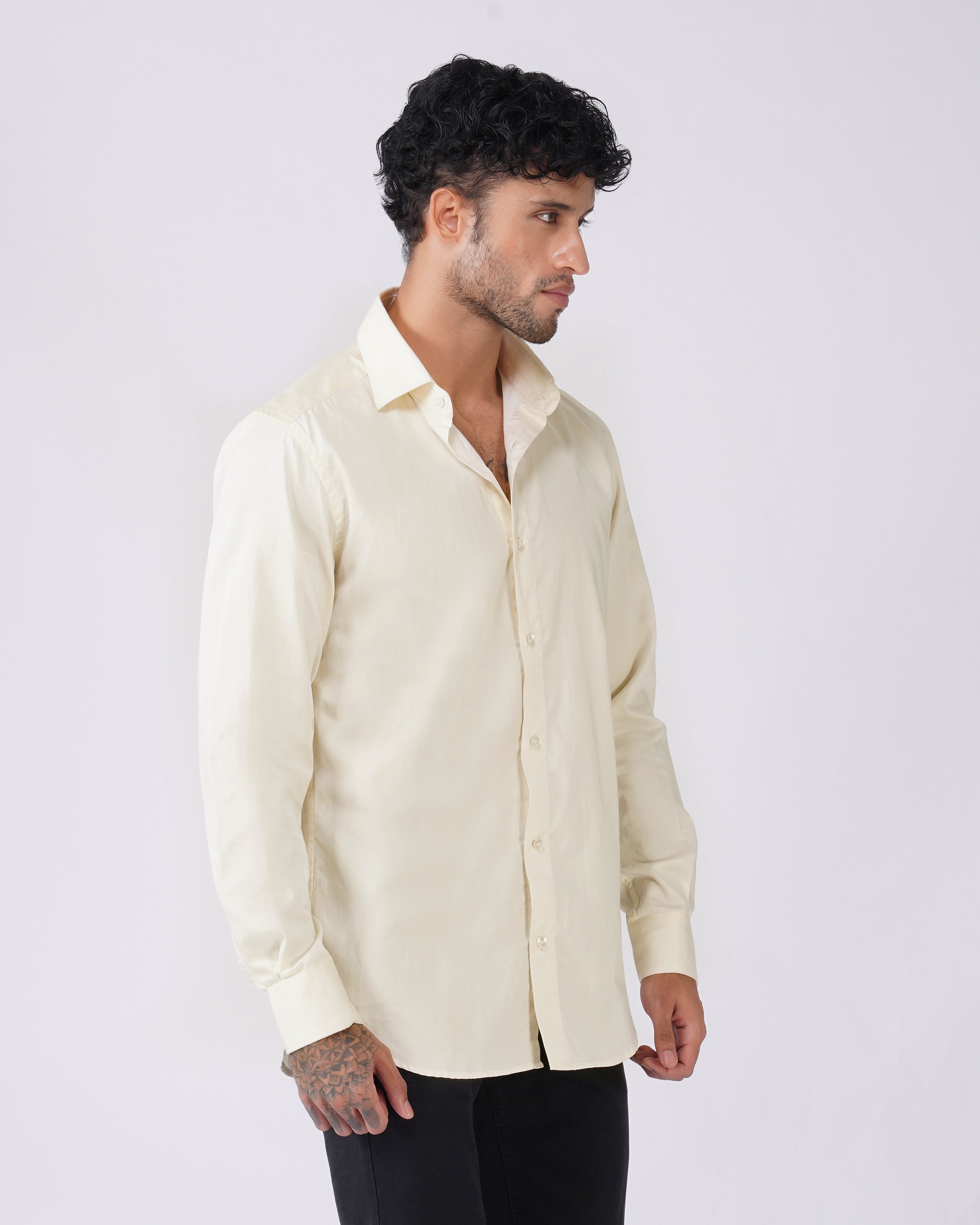 Pale Yellow Cotton Shirt