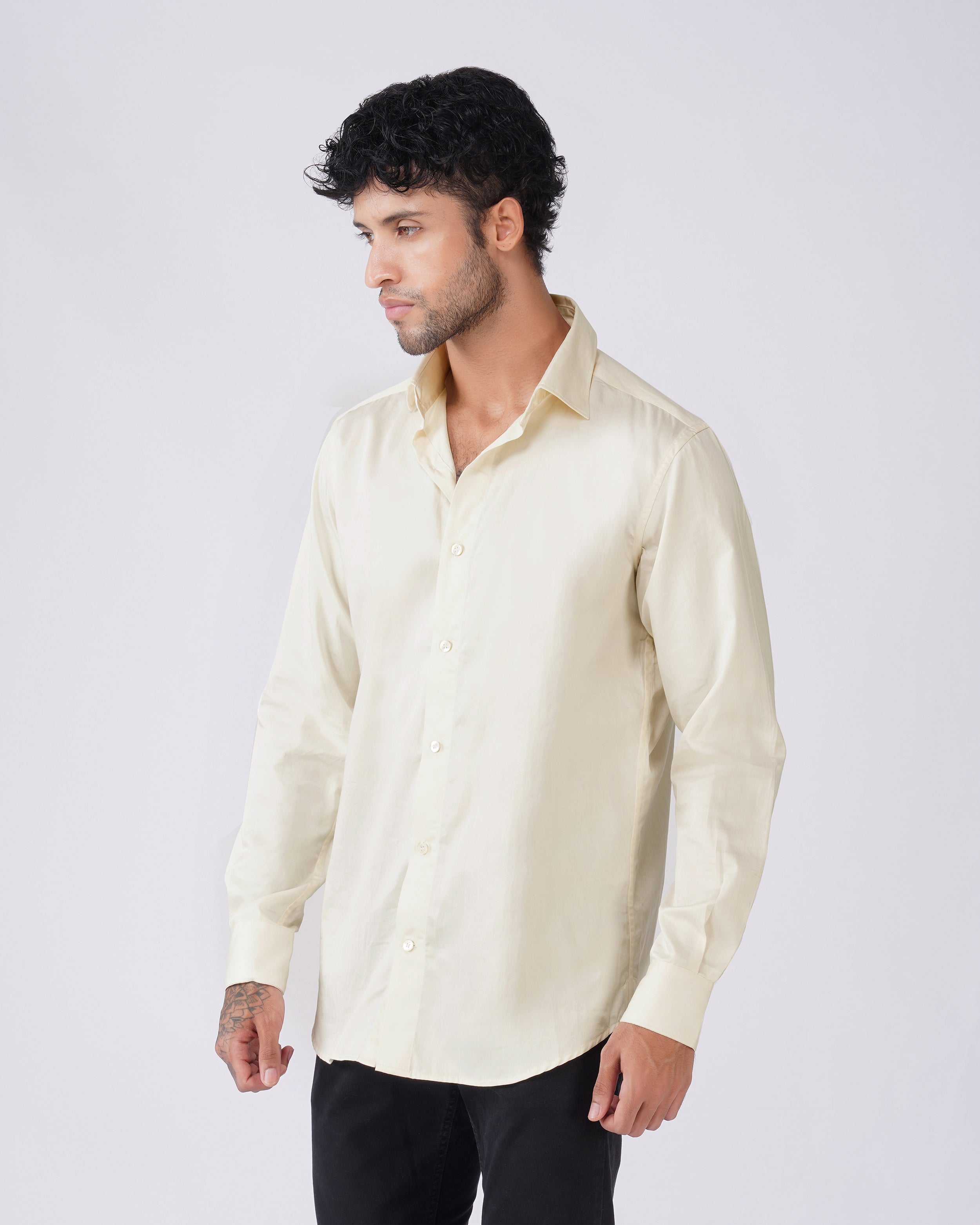 Pale Yellow Cotton Shirt