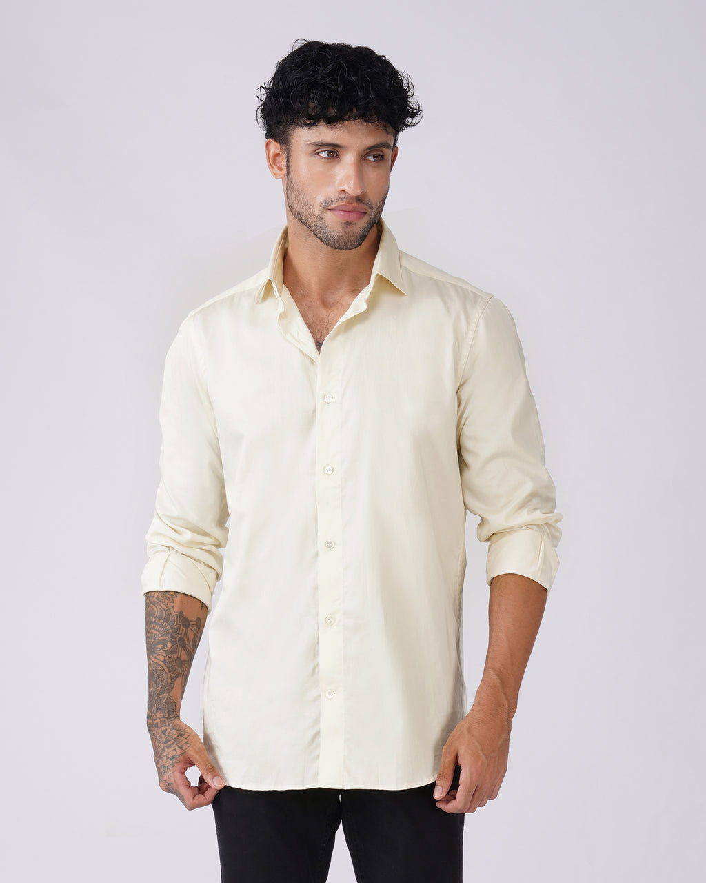 Pale Yellow Cotton Shirt