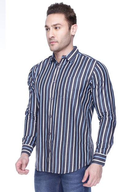 Blue and White Stripped Casual cotton Shirt for men - Chivalry