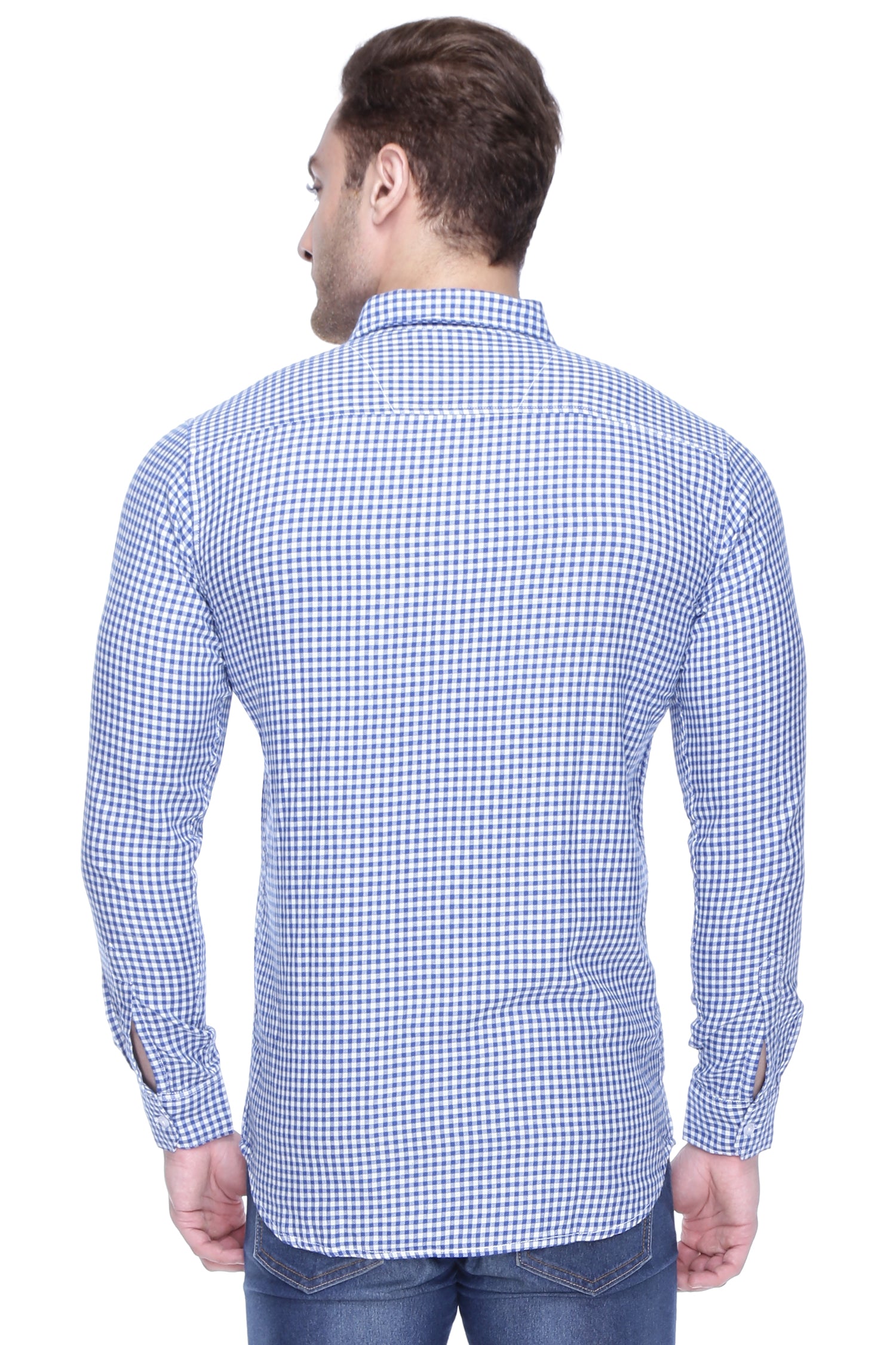 Men’s Solid Regular Fit Full Sleeves Blue check casual shirt - Chivalry
