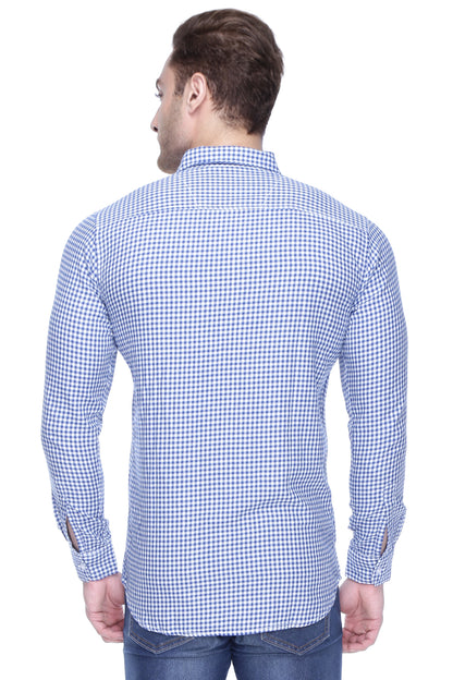 Men’s Solid Regular Fit Full Sleeves Blue check casual shirt - Chivalry