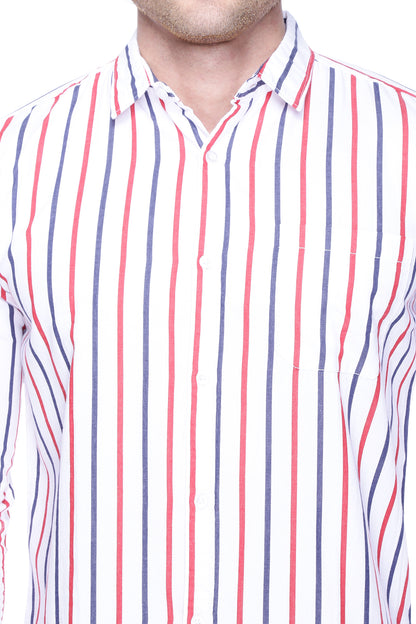 Male model with Stripped Red Casual cotton shirt for men
