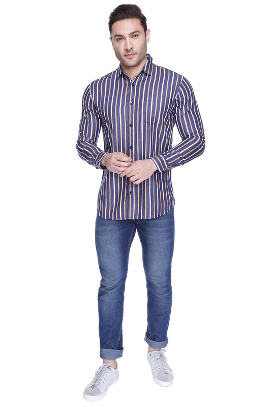 White and Gold vertical striped shirt - Chivalry