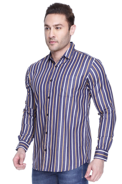 White and Gold vertical striped shirt - Chivalry