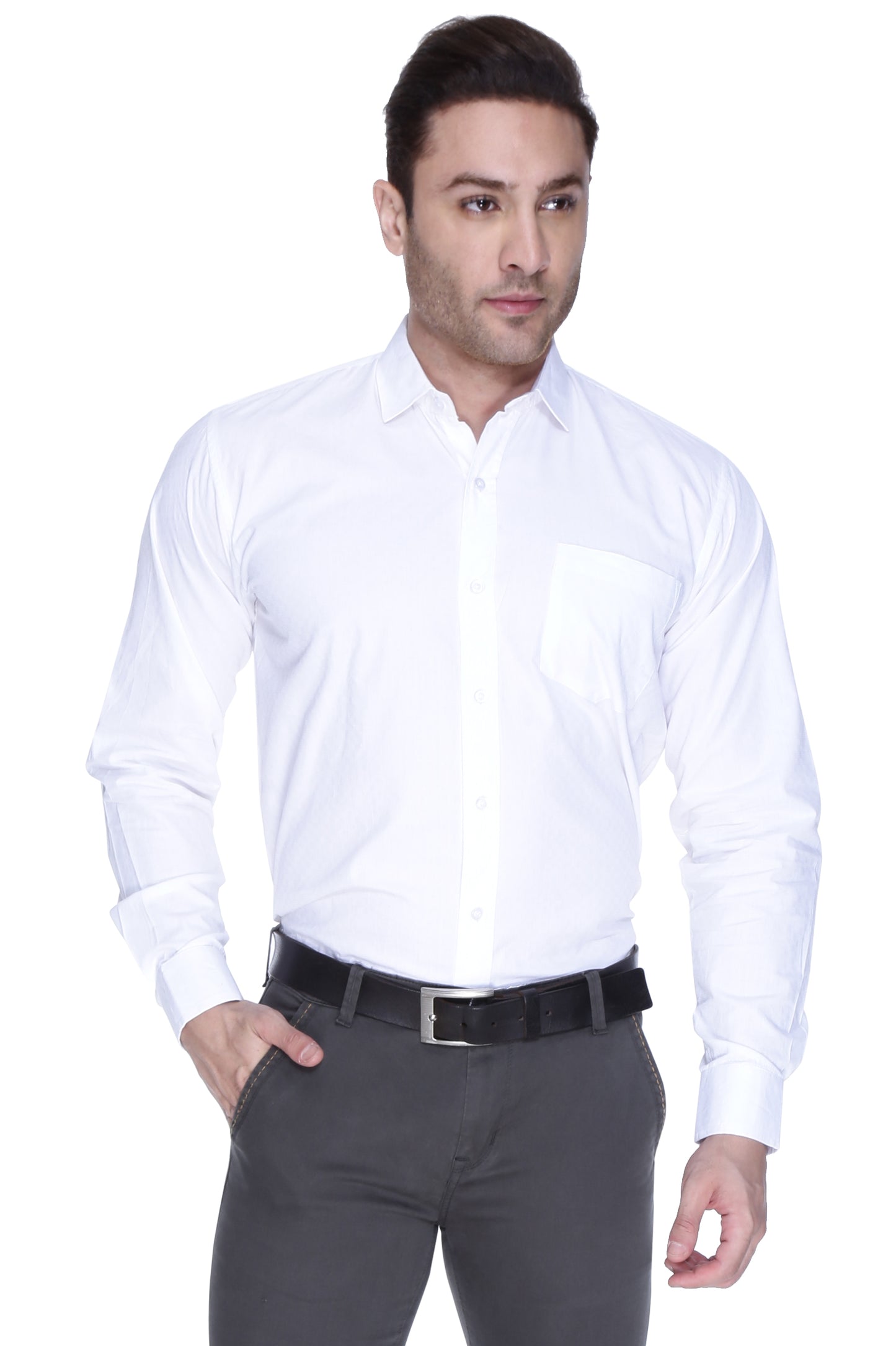 Men’s Regular Fit Full Sleeve White Formal Cotton Shirt for men - Chivalry