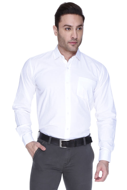 Men’s Regular Fit Full Sleeve White Formal Cotton Shirt for men - Chivalry